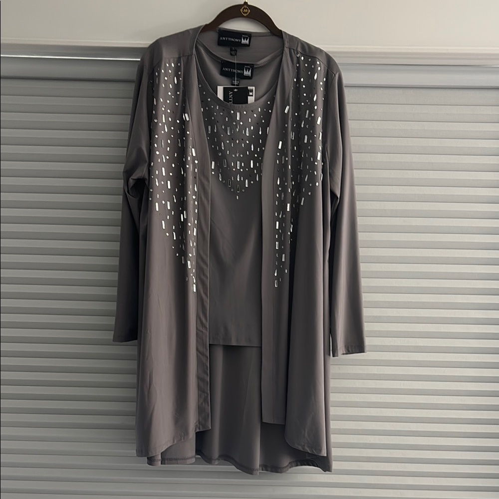 Gray Embellished Two-Piece Set